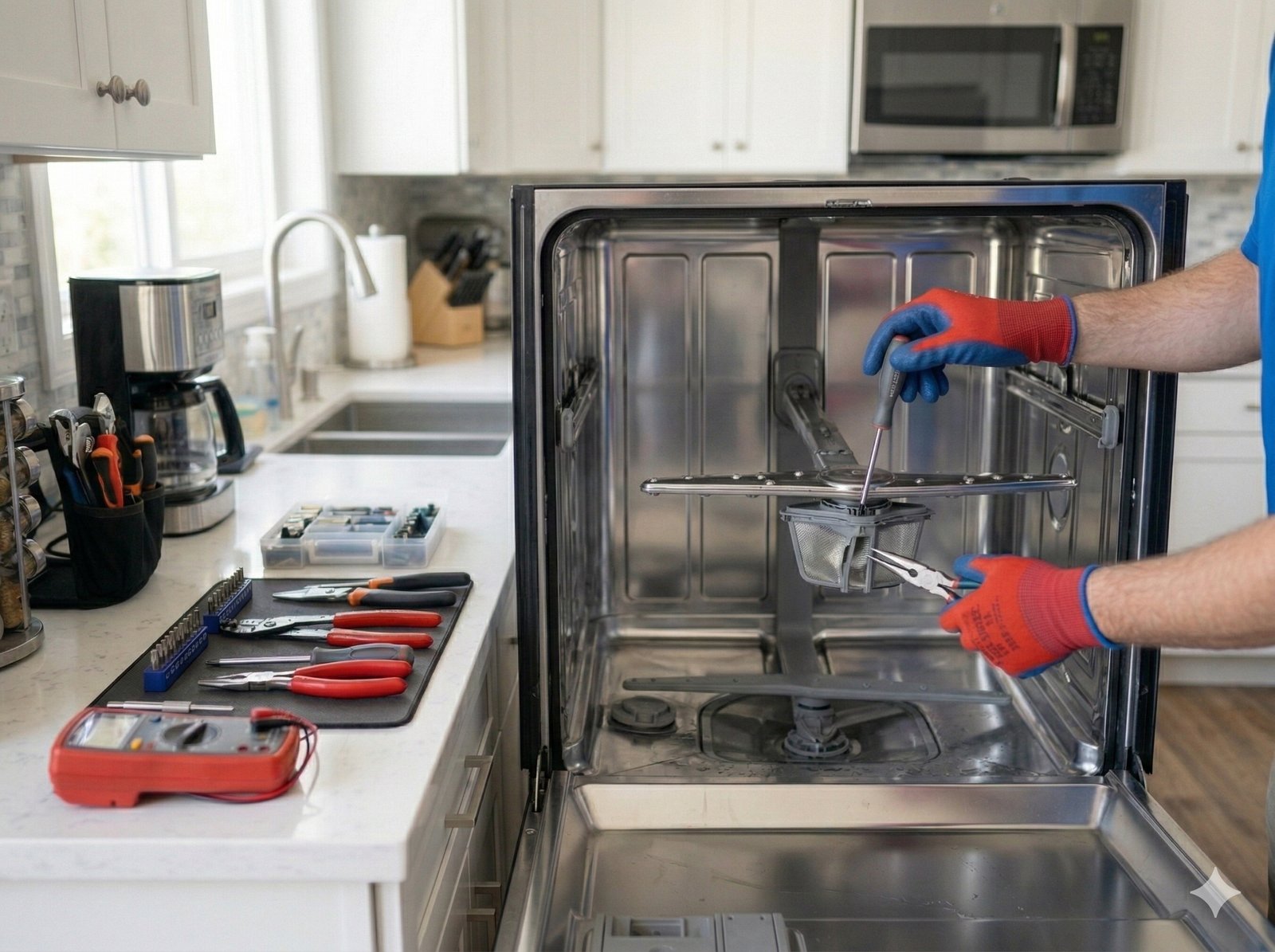 Dishwasher repair in action